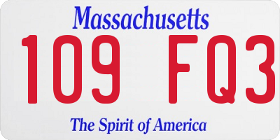 MA license plate 109FQ3