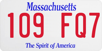 MA license plate 109FQ7