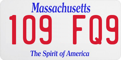 MA license plate 109FQ9