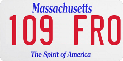 MA license plate 109FR0