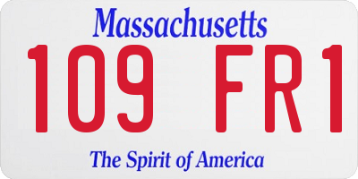 MA license plate 109FR1