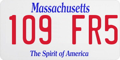 MA license plate 109FR5