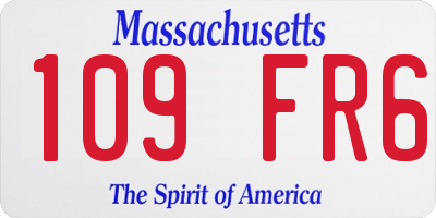 MA license plate 109FR6