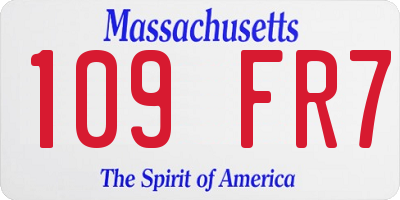 MA license plate 109FR7