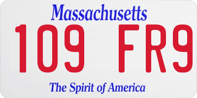 MA license plate 109FR9