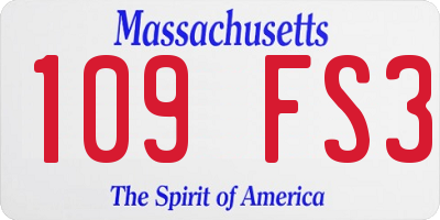 MA license plate 109FS3