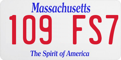 MA license plate 109FS7