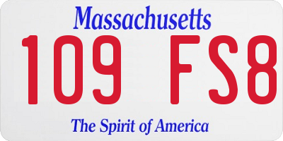MA license plate 109FS8