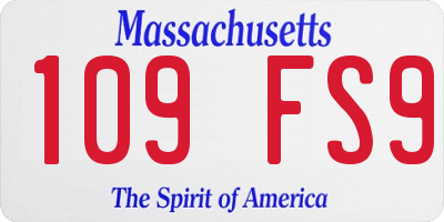 MA license plate 109FS9