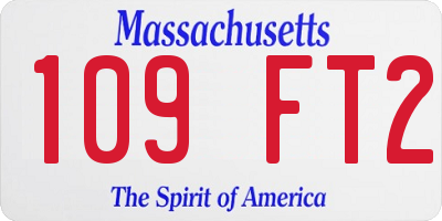 MA license plate 109FT2