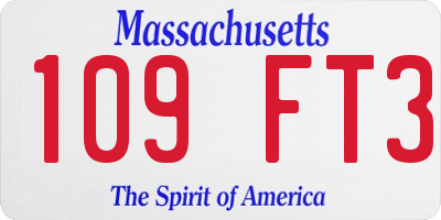 MA license plate 109FT3