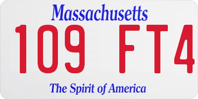 MA license plate 109FT4