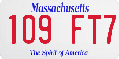 MA license plate 109FT7