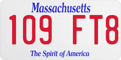 MA license plate 109FT8