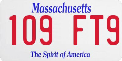 MA license plate 109FT9