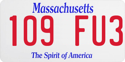 MA license plate 109FU3