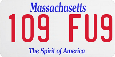 MA license plate 109FU9
