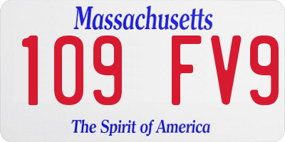 MA license plate 109FV9