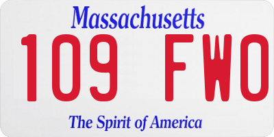 MA license plate 109FW0