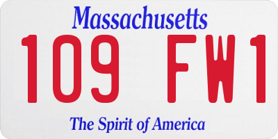 MA license plate 109FW1
