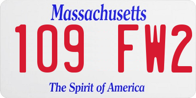MA license plate 109FW2