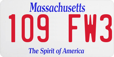 MA license plate 109FW3