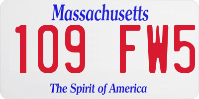 MA license plate 109FW5