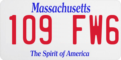 MA license plate 109FW6