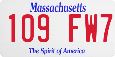 MA license plate 109FW7