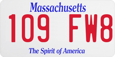 MA license plate 109FW8