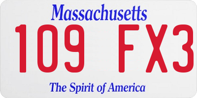 MA license plate 109FX3