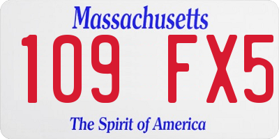 MA license plate 109FX5