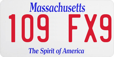 MA license plate 109FX9