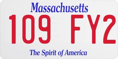 MA license plate 109FY2