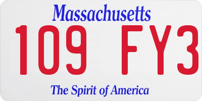 MA license plate 109FY3