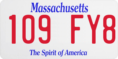 MA license plate 109FY8