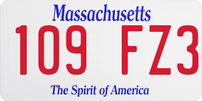 MA license plate 109FZ3