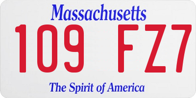 MA license plate 109FZ7