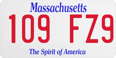 MA license plate 109FZ9