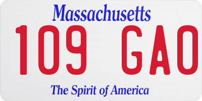 MA license plate 109GA0
