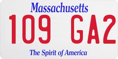 MA license plate 109GA2