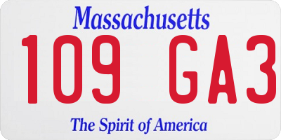 MA license plate 109GA3