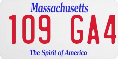 MA license plate 109GA4