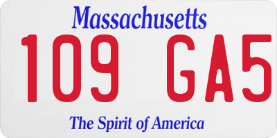 MA license plate 109GA5