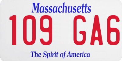 MA license plate 109GA6