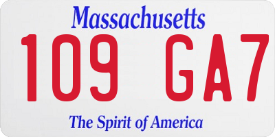 MA license plate 109GA7