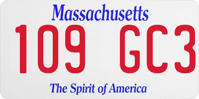 MA license plate 109GC3