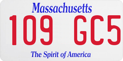 MA license plate 109GC5