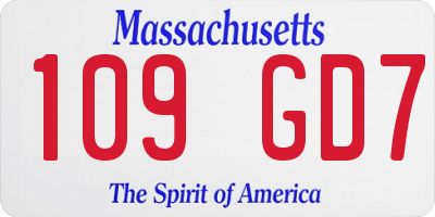 MA license plate 109GD7