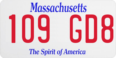 MA license plate 109GD8